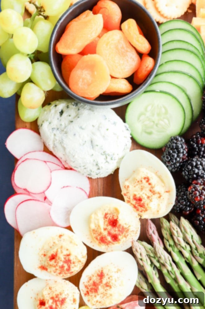Hoppy Easter Platter 7 goat cheese in the shape of an egg on a snack platter