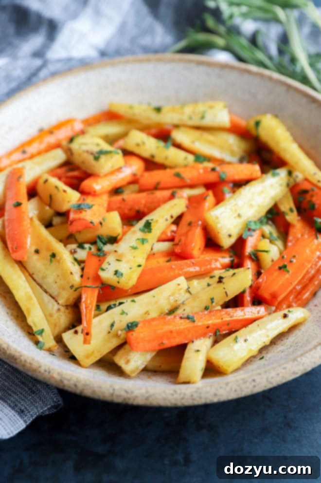Golden Honey-Kissed Root Vegetables 7 bowl of root vegetables with fresh parsley on top
