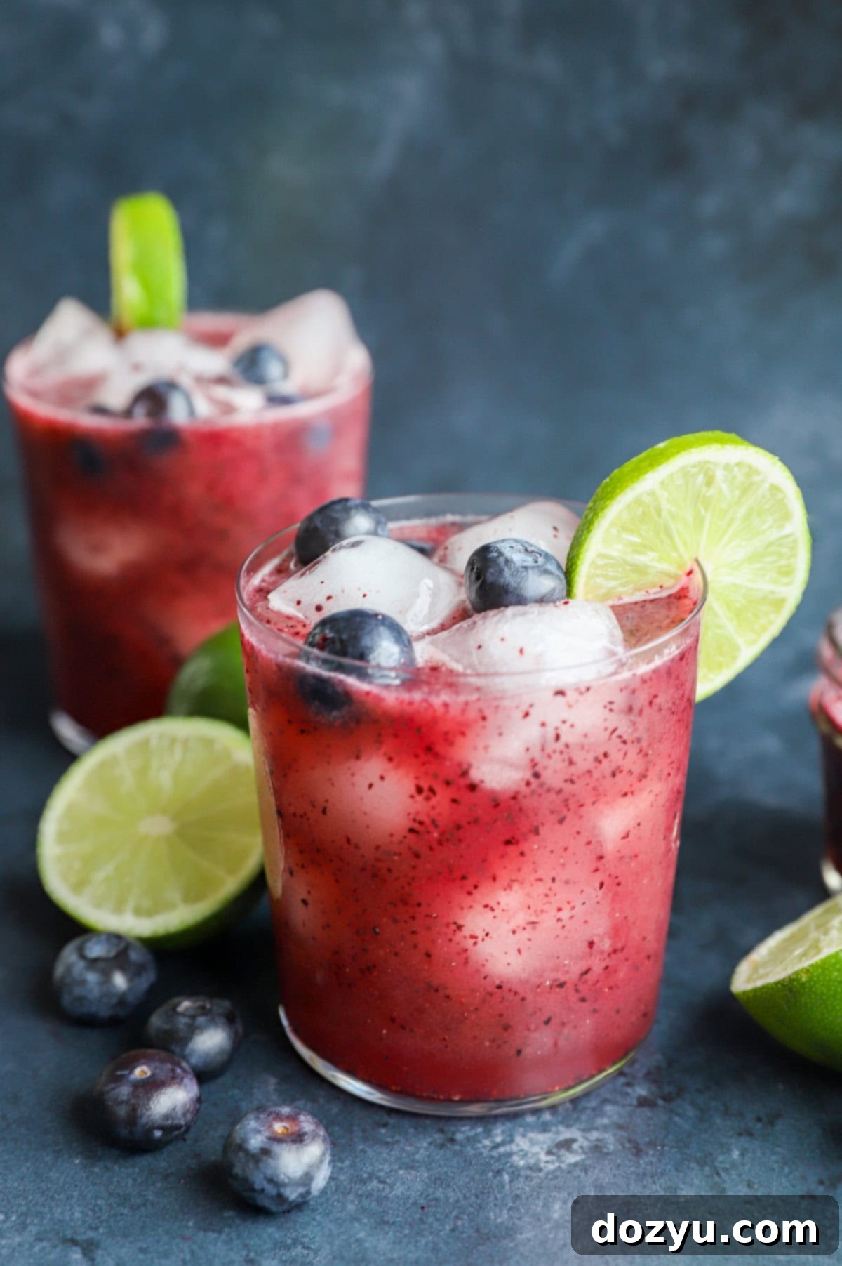 Blueberry Margarita 10 fruity cocktail in a glass for summer and spring