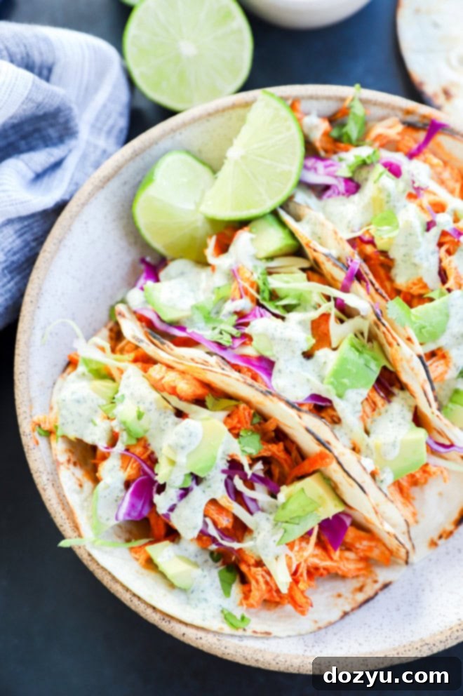 Zesty Cilantro Ranch Buffalo Chicken Tacos 2 spicy tortillas with poultry and vegetables