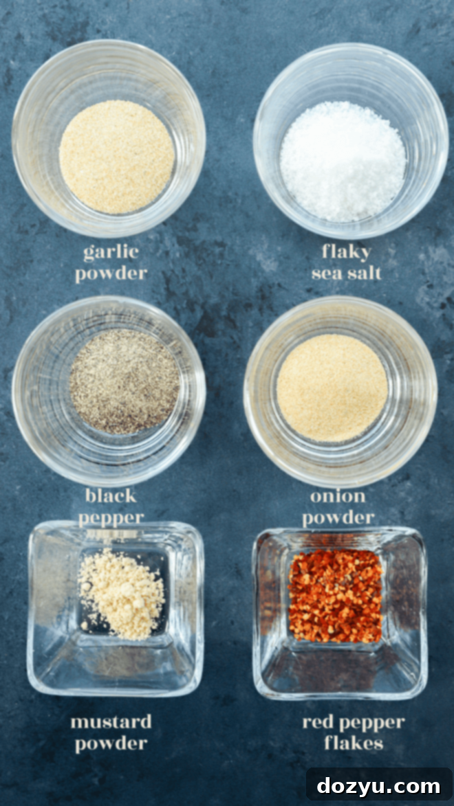 Ultimate Steak Seasoning 3 steak seasoning ingredients with text labels