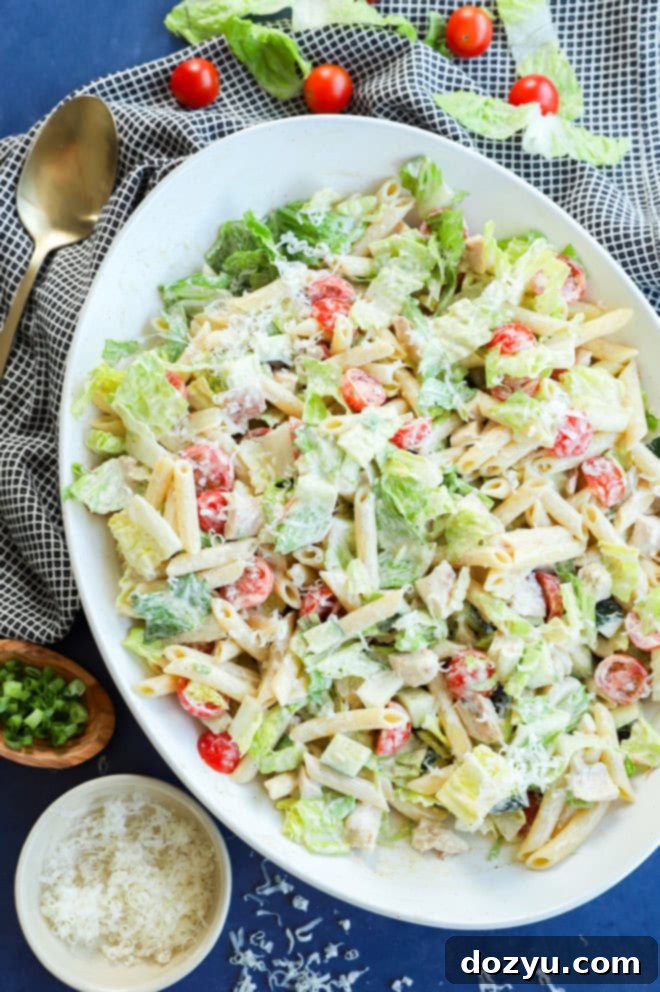 Creamy Caesar Chicken Pasta 2 easy healthy meal in a bowl with protein and vegetables