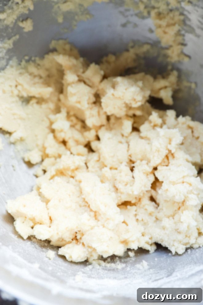 Jammy Raspberry Thumbprints 4 shortbread cookie dough in a bowl