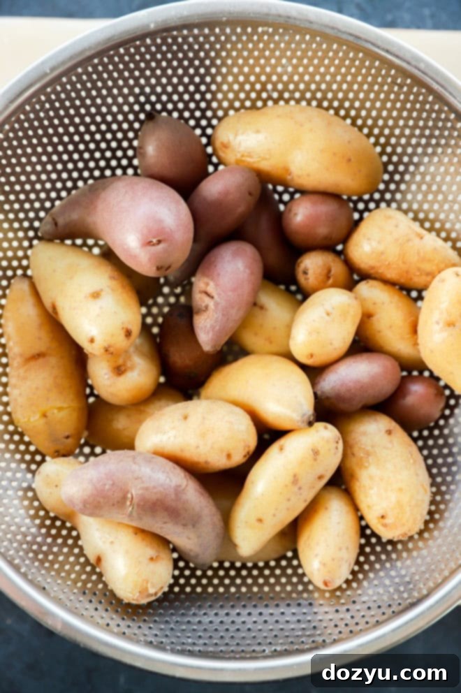Golden Crispy Smashed Potatoes 4 drained boiled fingerling potatoes in a colander