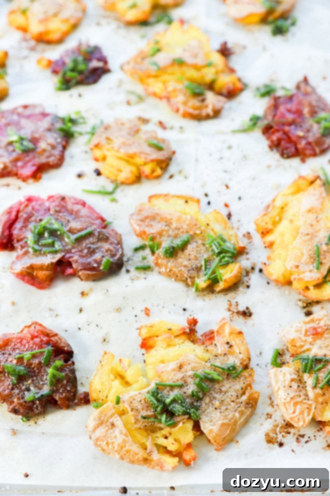 Golden Crispy Smashed Potatoes 7 drizzled potatoes with garlic herb butter with chives