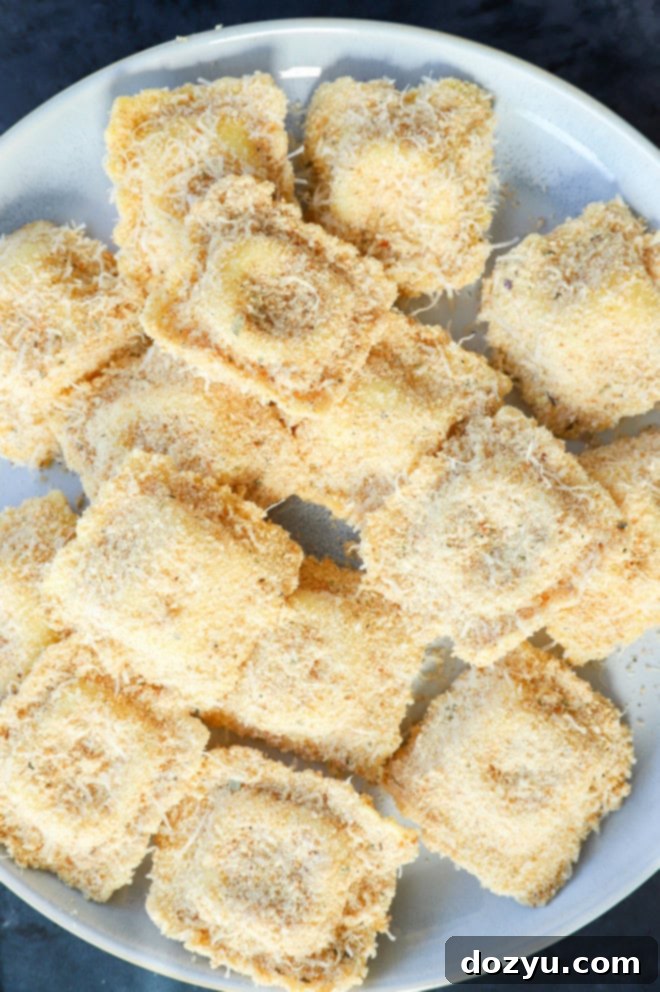Golden Air Fryer Ravioli 5 air fryer ravioli prepped before air frying
