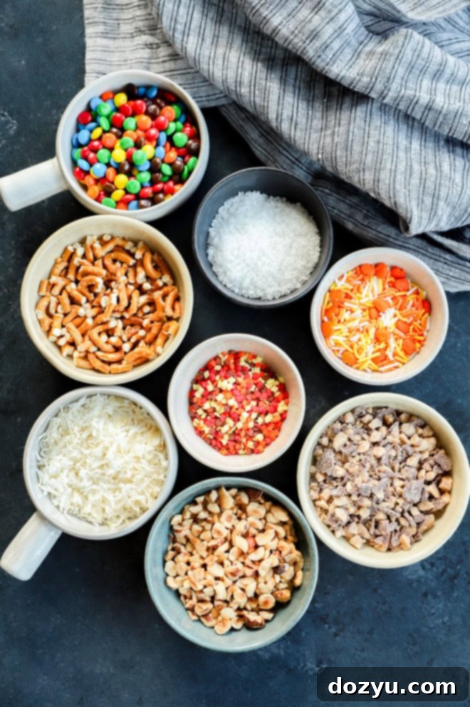 Crisp Candy Apple Treats 3 toppings in bowls for candy apple slices