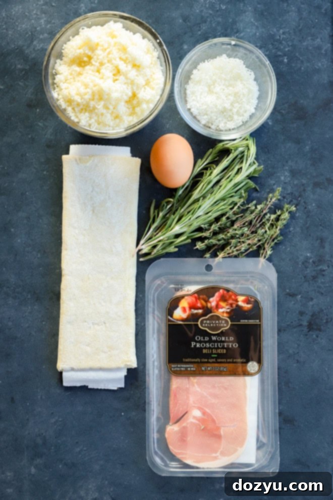 Savory Prosciutto Swirls 3 prosciutto cheese twists ingredients