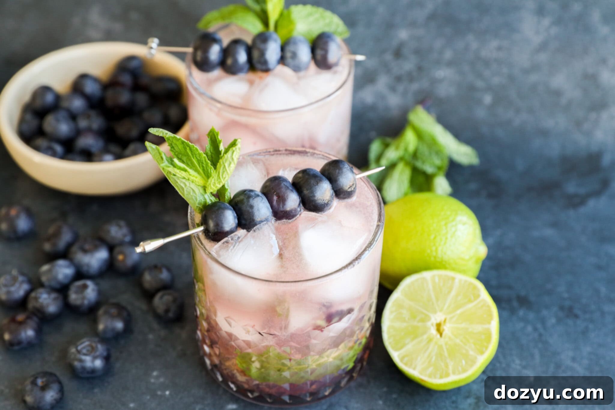 Blueberry Mojito Magic 8 A horizontal image of a Blueberry Mojito cocktail, perfect for social media sharing.