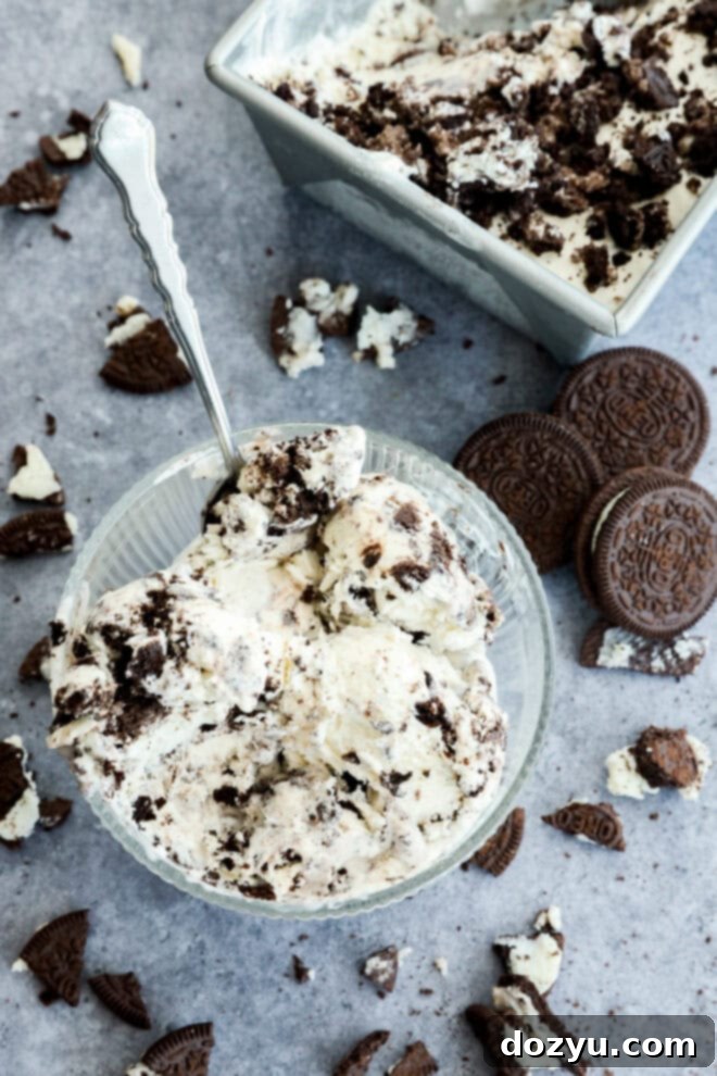 Ultimate Oreo Swirl Ice Cream 9 Messy cookies frozen treat with chocolate and in loaf pan