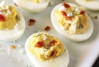 Bold Blue & Bacon Deviled Eggs