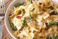 Creamy Brown Butter Farfalle with Asparagus and Crispy Prosciutto