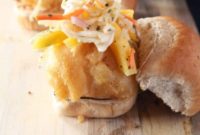Golden Fried Fish Sliders with Sweet and Spicy Mango Slaw