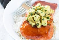 Sweet and Spicy Sriracha Salmon with Fresh Asian Avocado Salsa