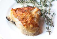 Roasted Chicken Thighs with Creamy White Wine Garlic Sauce