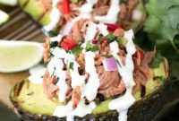 Loaded Grilled Pulled Pork Tex Mex Avocados
