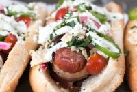 Fiery Bacon Brats Crowned with Zesty Pickled Red Onions