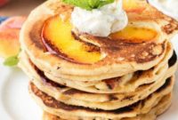 Summer Peach Pancakes with Fresh Mint Butter