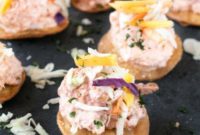 Bangin’ Shrimp Tostada Bites with Tropical Mango Slaw