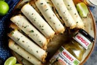 Crispy Baked Creamy Salsa Verde Chicken Taquitos