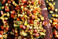 Grilled Salmon with Sweet and Smoky Corn Avocado Salsa