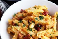 Silky Roasted Garlic Pumpkin Hummus Pasta