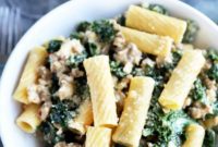 Hearty Creamy Sausage Kale Rigatoni