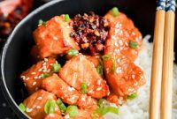 Sticky Honey Sesame Ginger Salmon Bites