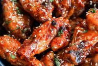 Sweet and Sticky Honey Garlic Chicken Wings