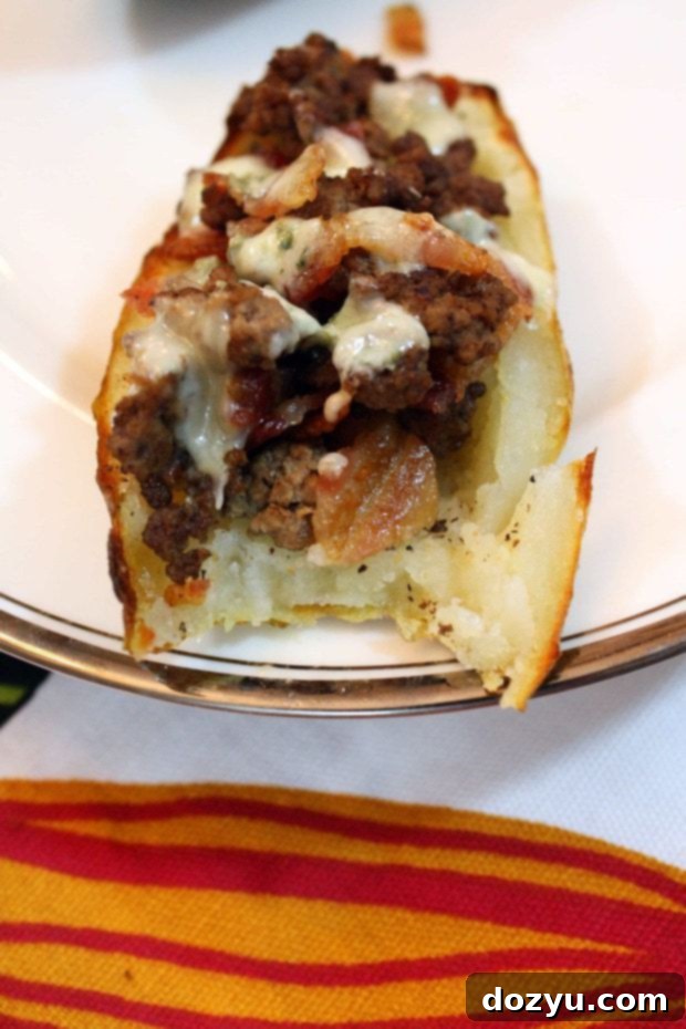 Bacon & Blue Cheeseburger Potato Skins - The Ultimate Game Day Appetizer