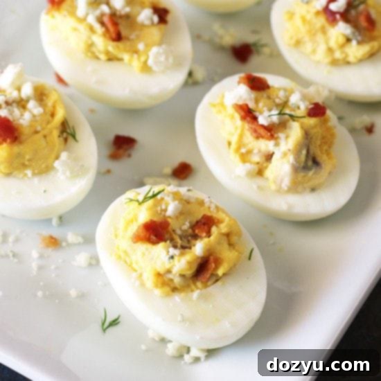 Thumbnail image of Bacon and Blue Deviled Eggs, indicating the deliciousness of the recipe.