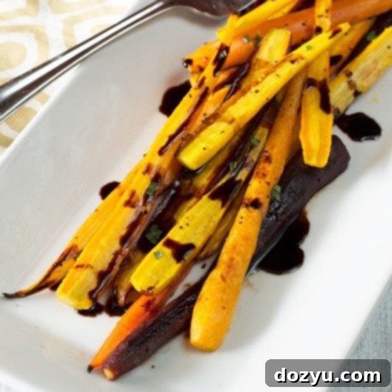 Honey Roasted Rainbow Carrots with Balsamic Reduction | cakenknife.com