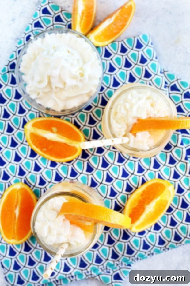 Overhead of orange dreamsicle and ingredients