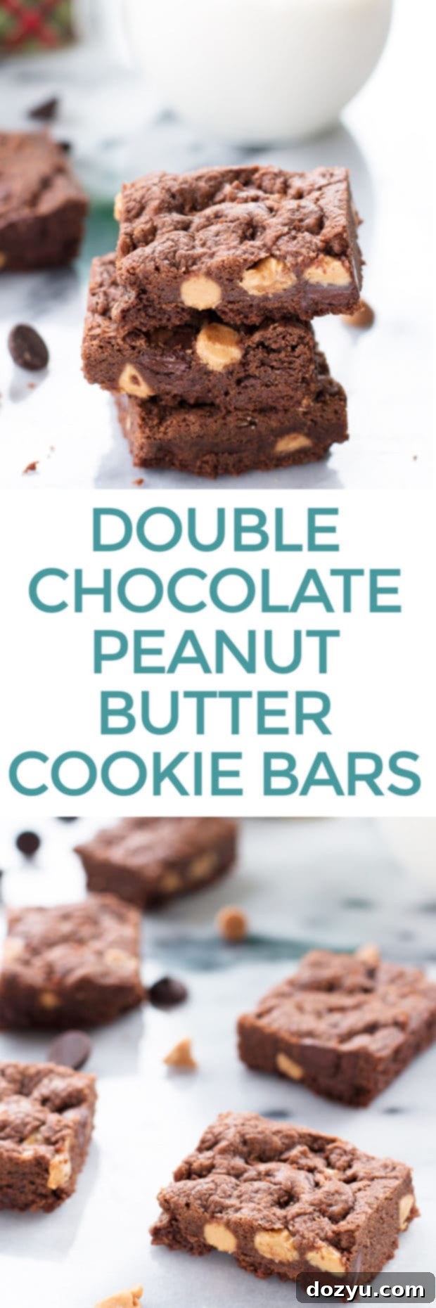 Pin this Chewy Double Chocolate Peanut Butter Cookie Bars recipe for later