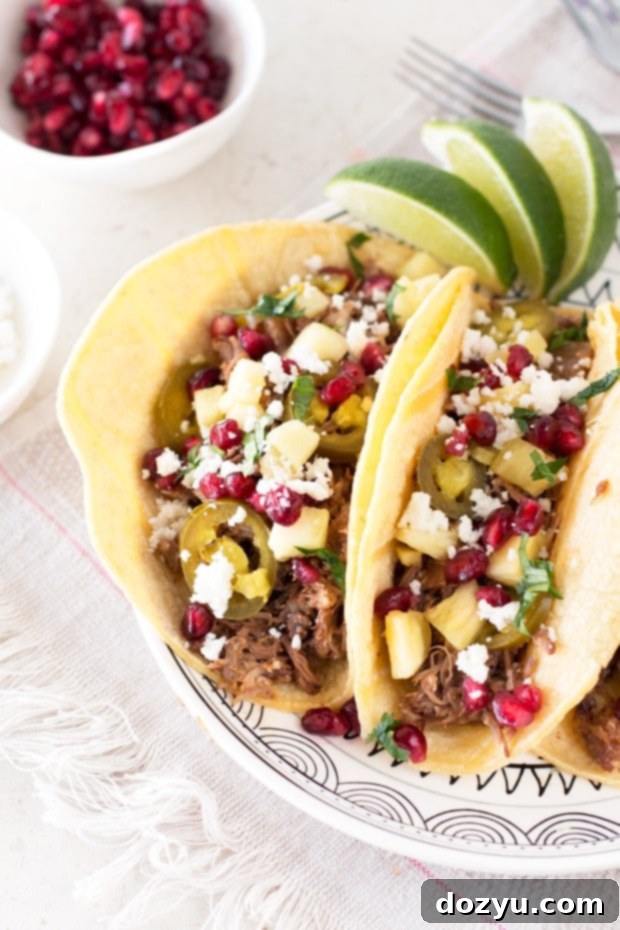 Pomegranate Tacos with Pulled Pork