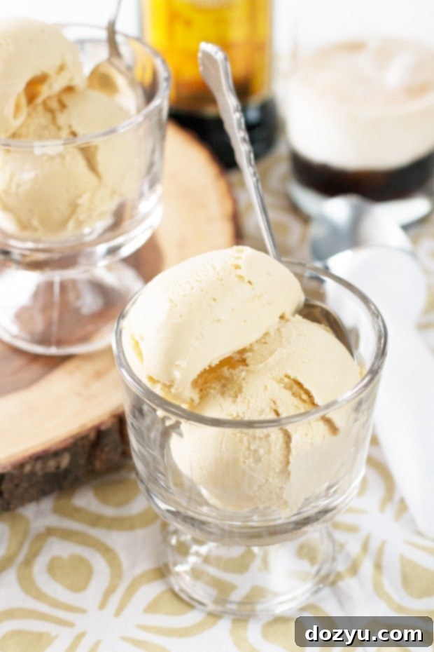 Close-up of creamy White Russian Ice Cream texture