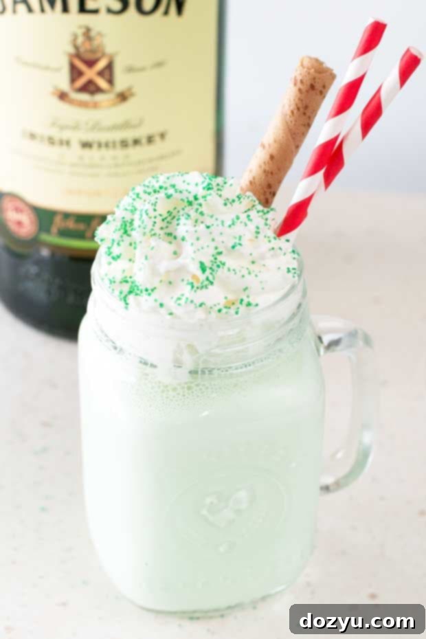 Ingredients assembled for making a Boozy Green Shamrock Shake