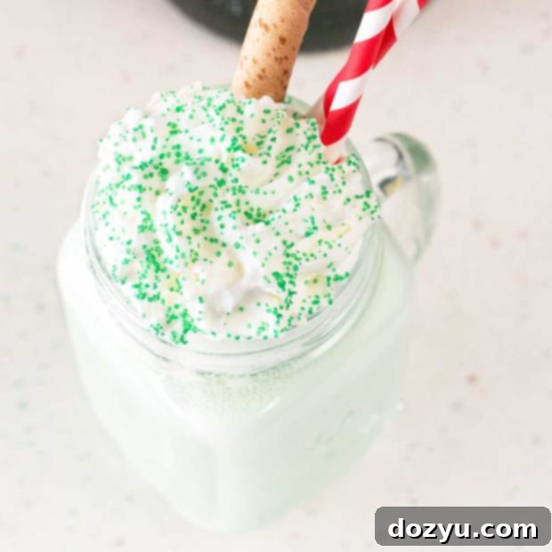 Boozy Green Shamrock Shake with whipped cream