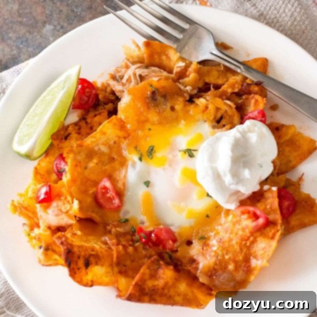 Chilaquiles with Shredded Chicken and Sunny Side Up Eggs