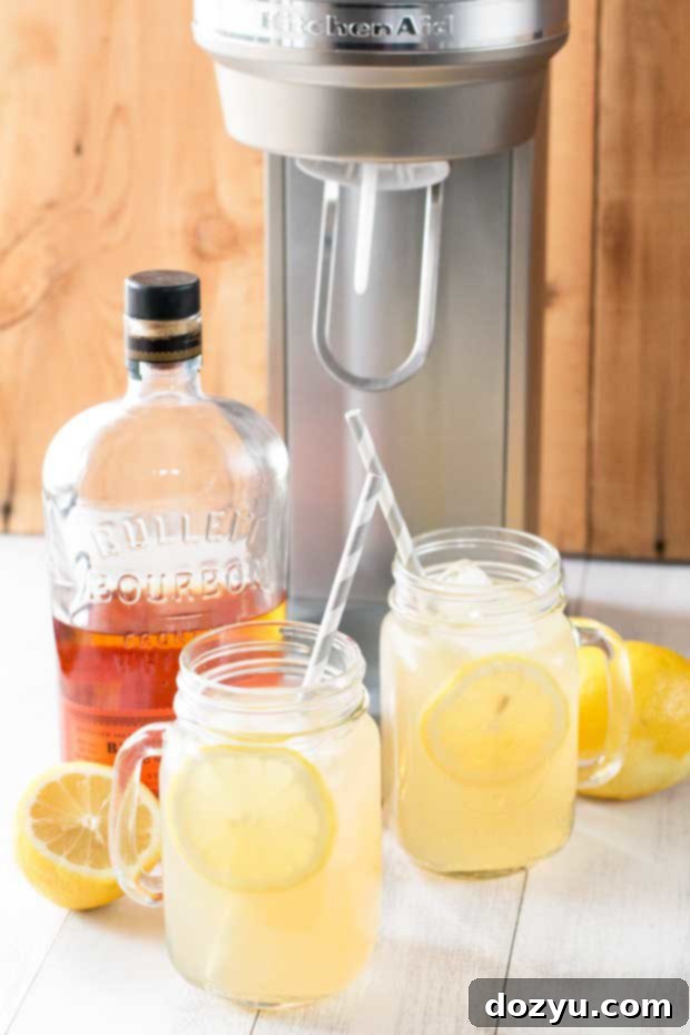 Sparkling Bourbon Peach Lemonade + A KitchenAid Sparkling Beverage Maker Giveaway! | cakenknife.com