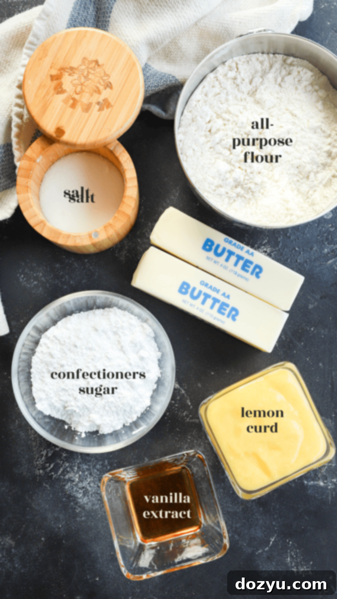 Lemon curd cookie ingredients laid out