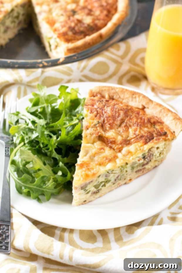 Bacon, Roasted Broccolini & Gruyere Quiche | cakenknife.com