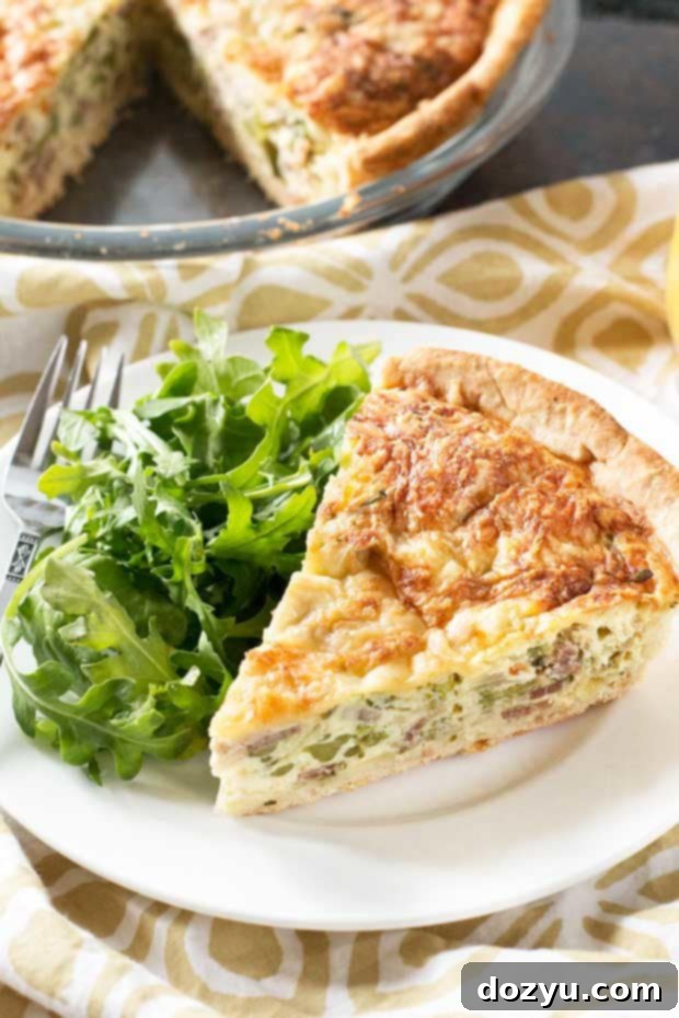 Bacon, Roasted Broccolini & Gruyere Quiche | cakenknife.com