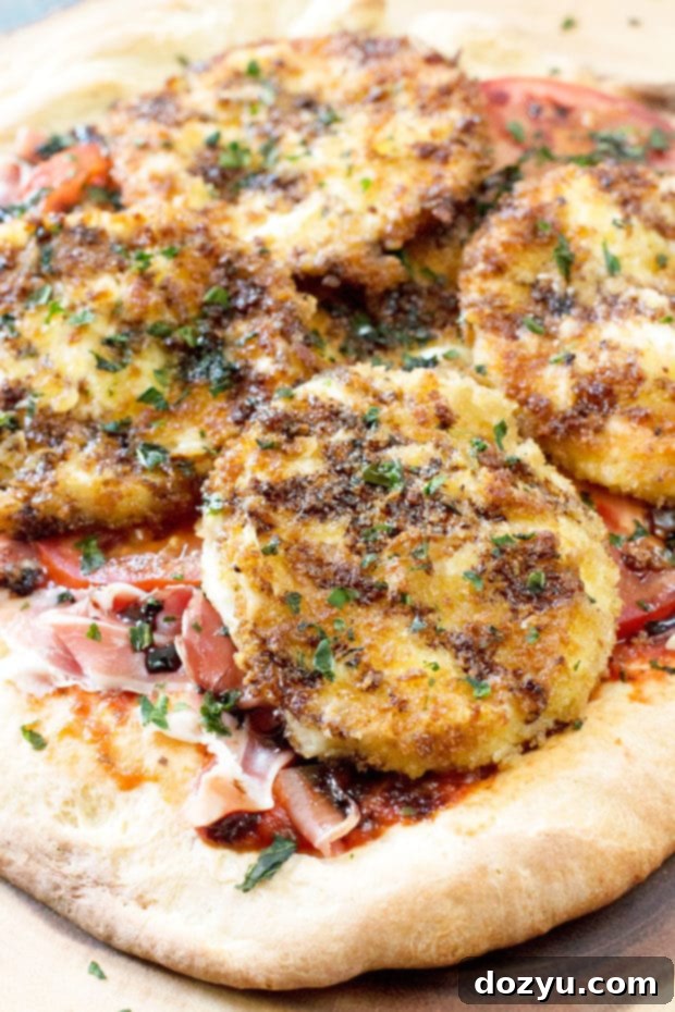 Fried Mozzarella Prosciutto Pizza | cakenknife.com
