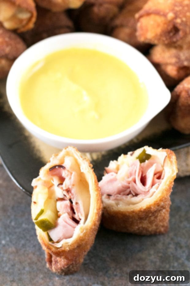 Close-up of crispy Cuban Egg Rolls on a plate