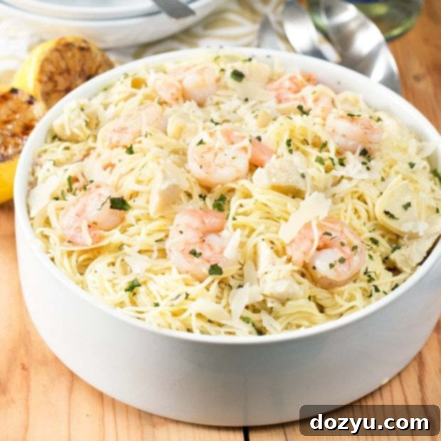 Lemon Shrimp & Artichoke Angel Hair Pasta | cakenknife.com