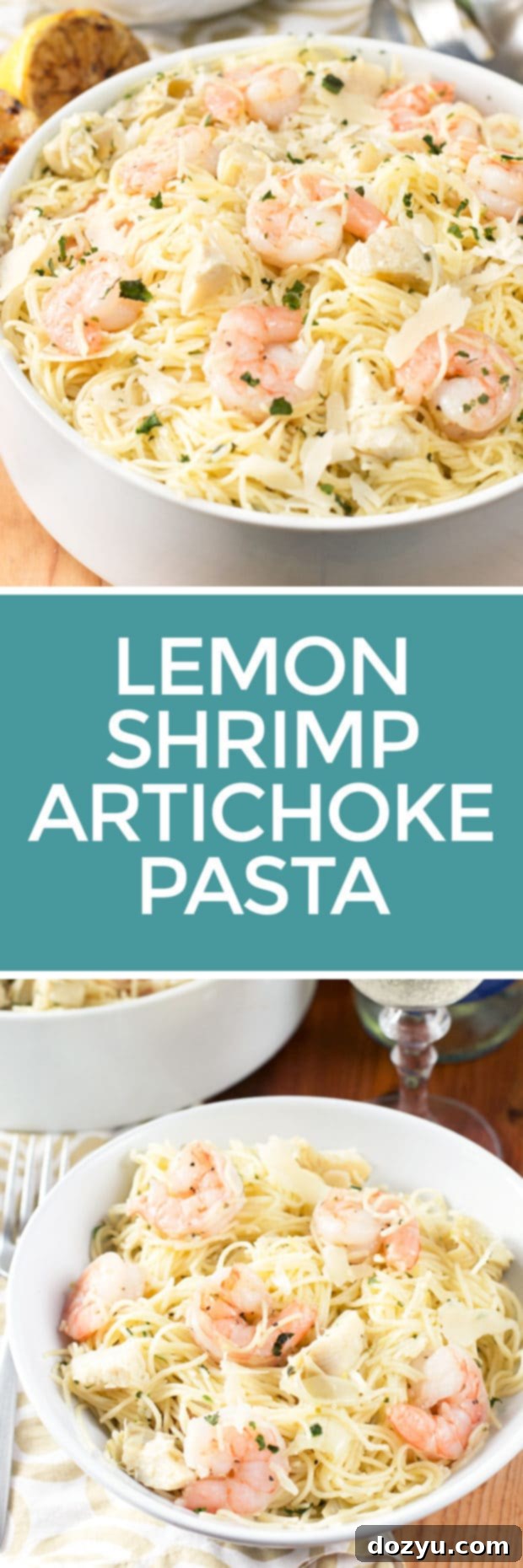 Lemon Shrimp & Artichoke Angel Hair Pasta | cakenknife.com
