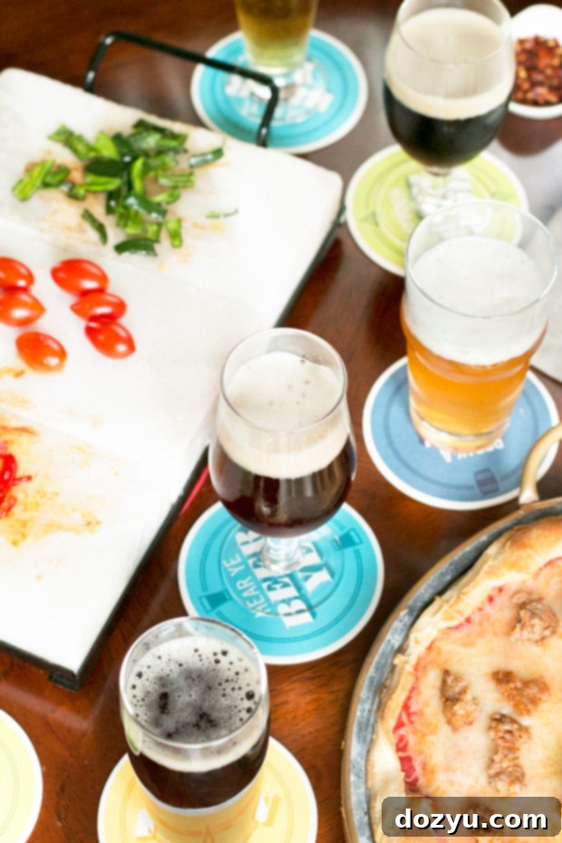 Beer Tasting Pizza Party Banner featuring various beers and pizza slices