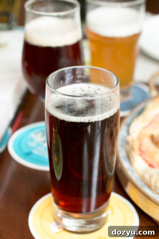 A selection of beers in tasting glasses, ready for a beer and pizza pairing