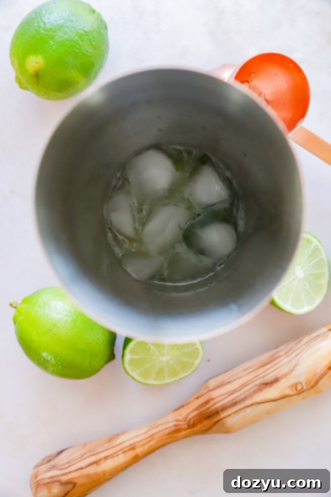 caipirinha in cocktail shaker after being shaken